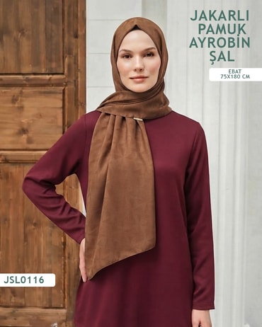 Jakarlı Ayrobin Pamuk Şal  JSL0116-4418JSL0116