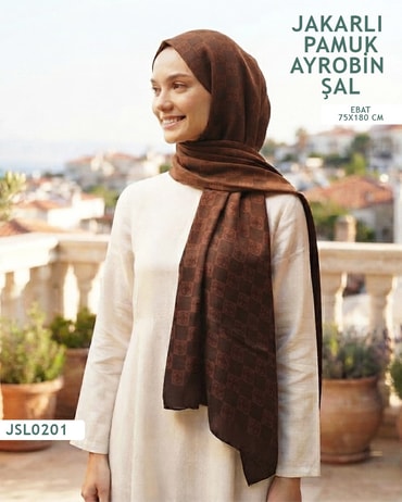Jakarlı Ayrobin Pamuk Şal  JSL0201-4003JSL0201