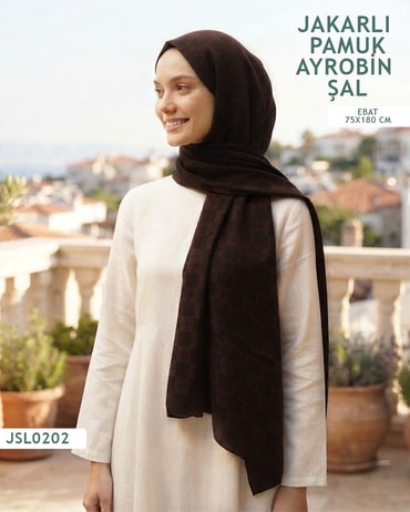 Jakarlı Ayrobin Pamuk Şal  JSL0202-4004JSL0202
