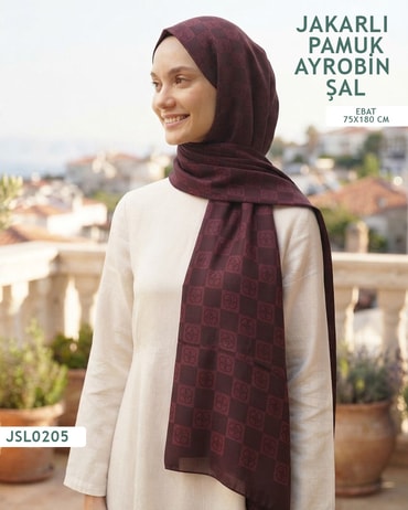 Jakarlı Ayrobin Pamuk Şal  JSL0205-4007JSL0205