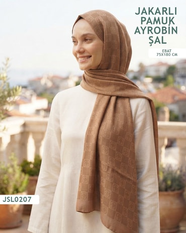 Jakarlı Ayrobin Pamuk Şal  JSL0207-4010JSL0207
