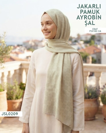 Jakarlı Ayrobin Pamuk Şal  JSL0209-4012JSL0209