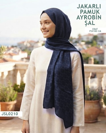 Jakarlı Ayrobin Pamuk Şal  JSL0210-4013JSL0210