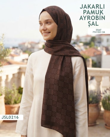 Jakarlı Ayrobin Pamuk Şal  JSL0216-4020JSL0216