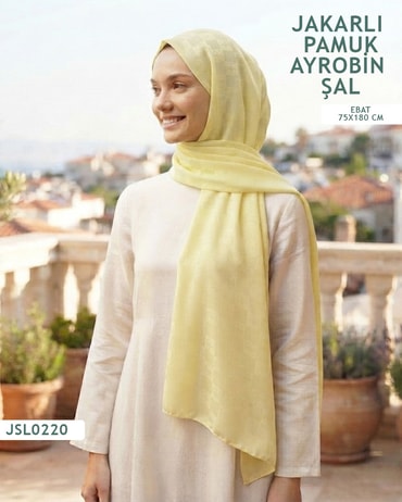 Jakarlı Ayrobin Pamuk Şal  JSL0220-4026JSL0220