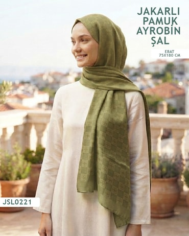 Jakarlı Ayrobin Pamuk Şal  JSL0221-4027JSL0221