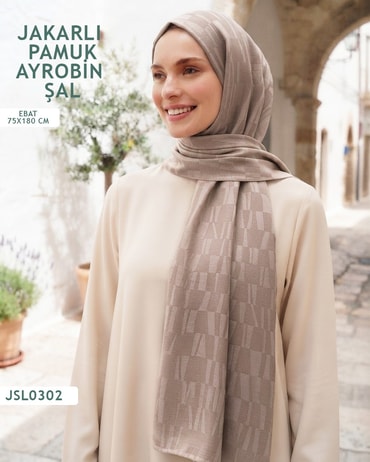 Jakarlı Ayrobin Pamuk Şal  JSL0302-4029JSL0302