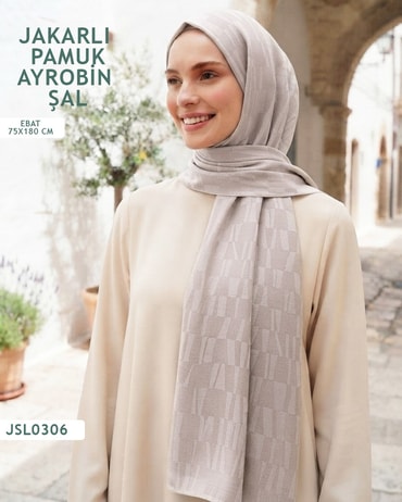 Jakarlı Ayrobin Pamuk Şal  JSL0306-4033JSL0306
