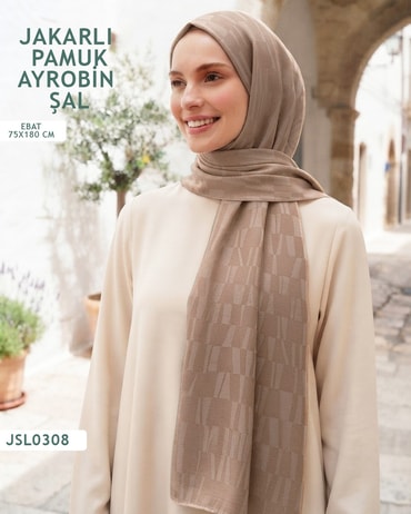 Jakarlı Ayrobin Pamuk Şal  JSL0308-4036JSL0308