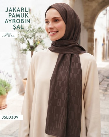 Jakarlı Ayrobin Pamuk Şal  JSL0309-3801JSL0309