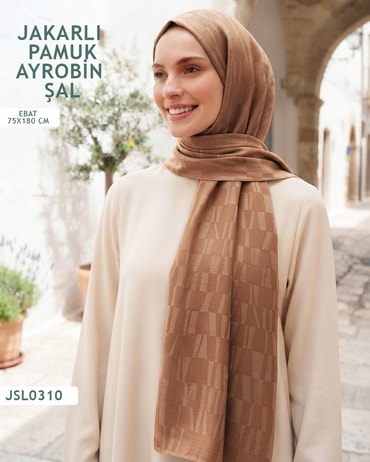Jakarlı Ayrobin Pamuk Şal  JSL0310-3802JSL0310