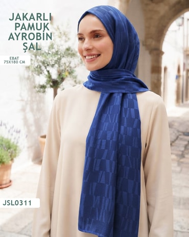 Jakarlı Ayrobin Pamuk Şal  JSL0311-3803JSL0311