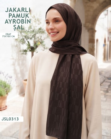 Jakarlı Ayrobin Pamuk Şal  JSL0313-3805JSL0313