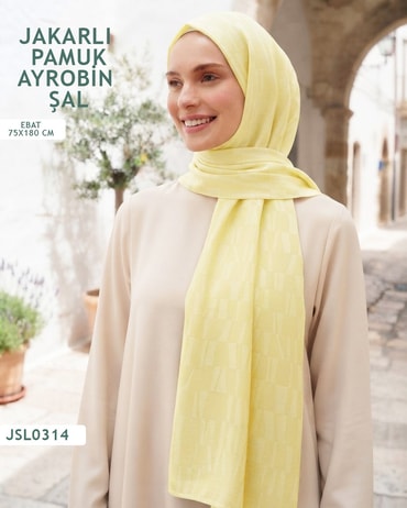 Jakarlı Ayrobin Pamuk Şal  JSL0314-3806JSL0314