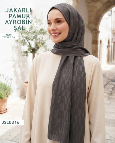 Jakarlı Ayrobin Pamuk Şal  JSL0316-3808JSL0316