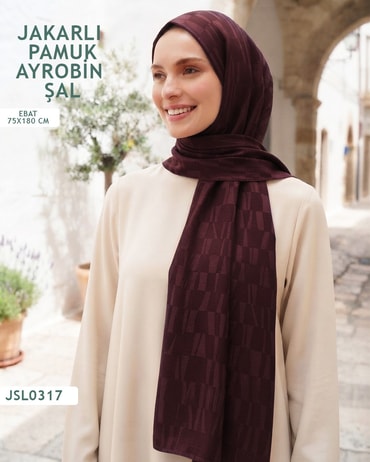 Jakarlı Ayrobin Pamuk Şal  JSL0317-3809JSL0317