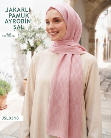 Jakarlı Ayrobin Pamuk Şal  JSL0318-3810JSL0318