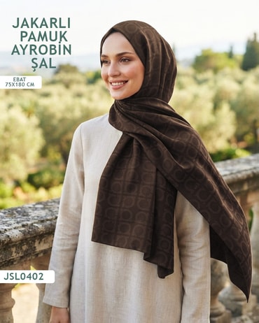 Jakarlı Ayrobin Pamuk Şal  JSL0402-3814JSL0402