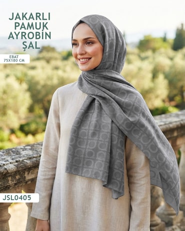 Jakarlı Ayrobin Pamuk Şal  JSL0405-3817JSL0405