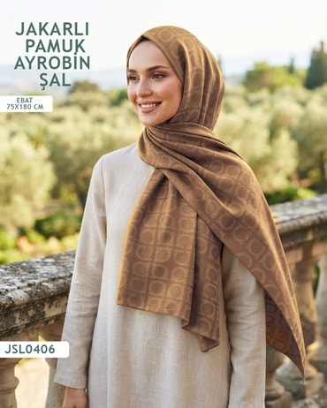 Jakarlı Ayrobin Pamuk Şal  JSL0406-3818JSL0406