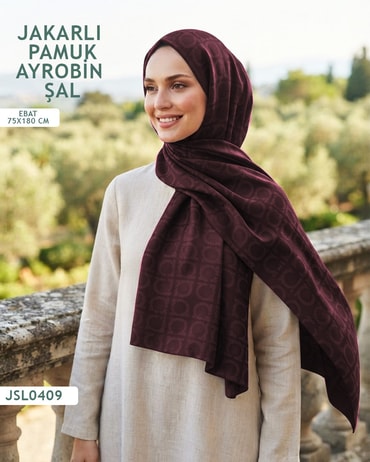 Jakarlı Ayrobin Pamuk Şal  JSL0409-3821JSL0409