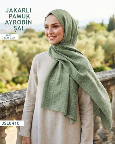 Jakarlı Ayrobin Pamuk Şal  JSL0410-3822JSL0410