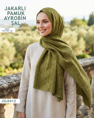 Jakarlı Ayrobin Pamuk Şal  JSL0412-3824JSL0412