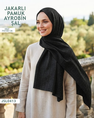 Jakarlı Ayrobin Pamuk Şal  JSL0413-3825JSL0413