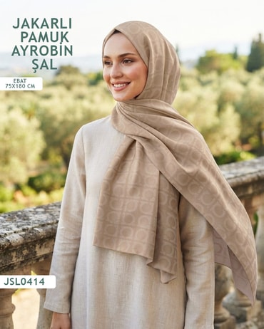 Jakarlı Ayrobin Pamuk Şal  JSL0414-3826JSL0414
