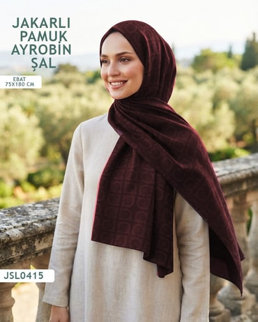 Jakarlı Ayrobin Pamuk Şal  JSL0415-3827JSL0415