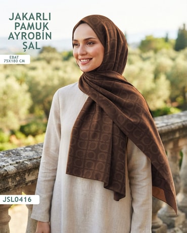 Jakarlı Ayrobin Pamuk Şal  JSL0416-3829JSL0416