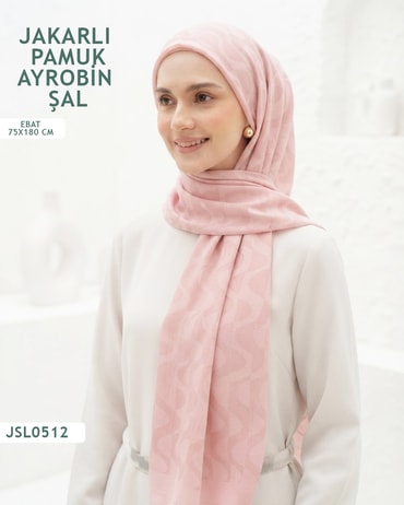 Jakarlı Ayrobin Pamuk Şal  JSL0512-3714JSL0512
