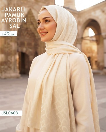 Jakarlı Ayrobin Pamuk Şal  JSL0603-3724JSL0603