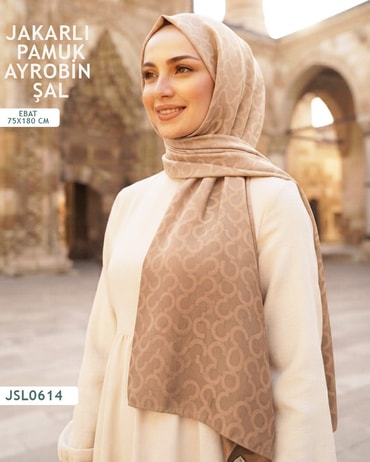 Jakarlı Ayrobin Pamuk Şal  JSL0614-3605JSL0614