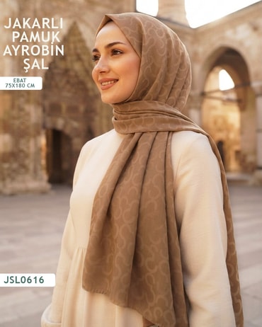 Jakarlı Ayrobin Pamuk Şal  JSL0616-3607JSL0616