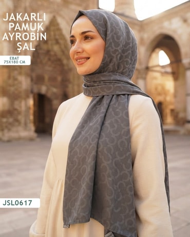 Jakarlı Ayrobin Pamuk Şal  JSL0617-3608JSL0617