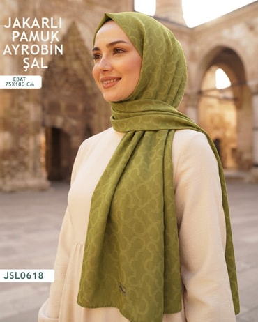 Jakarlı Ayrobin Pamuk Şal  JSL0618-3609JSL0618