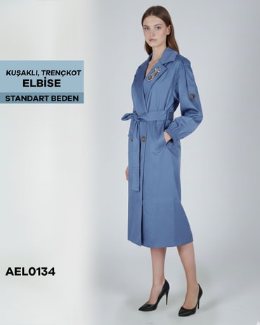 KUŞAKLI TRENÇKOT ELBİSE Standart AEL0134-21203AEL0134