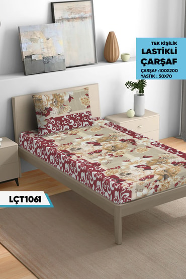 Tek Kişilik Lastikli Çarşaf Seti 100x200cm  LÇT1061-31005LÇT1061