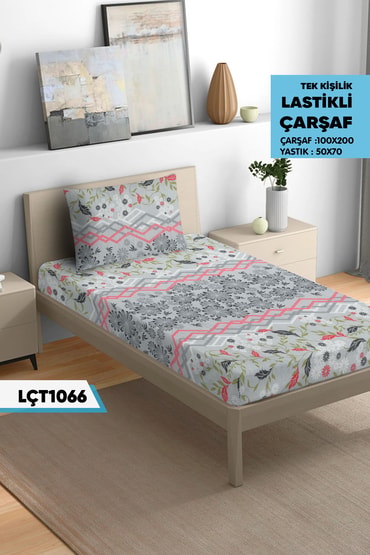 Tek Kişilik Lastikli Çarşaf Seti 100x200cm  LÇT1066-31107LÇT1066