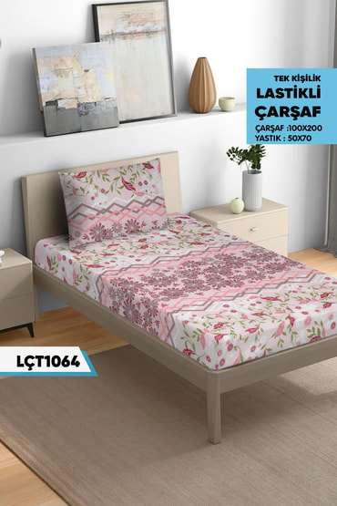 Tek Kişilik Lastikli Çarşaf Seti 100x200cm  LÇT1064-31008LÇT1064