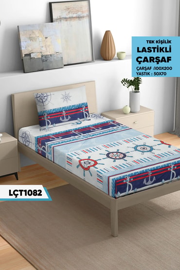 Tek Kişilik Lastikli Çarşaf Seti 100x200cm  LÇT1082-31506LÇT1082