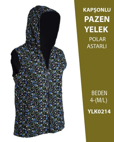 VİEMOR OTANTİK KAPÜŞONLU PAZEN YELEK  M/L-4YLK0214