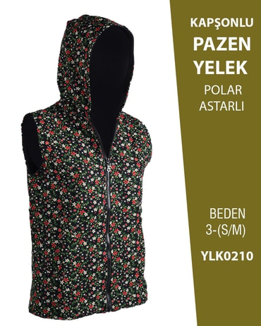 VİEMOR OTANTİK KAPÜŞONLU PAZEN YELEK  S/M-3YLK0210