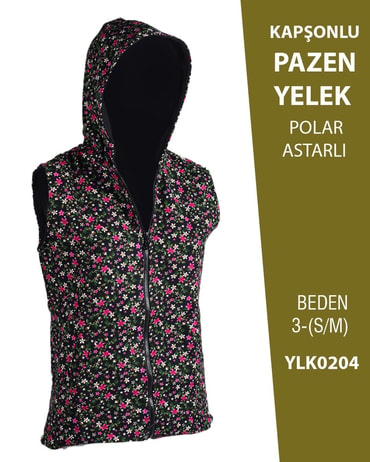 VİEMOR OTANTİK KAPÜŞONLU PAZEN YELEK  S/M-3YLK0204