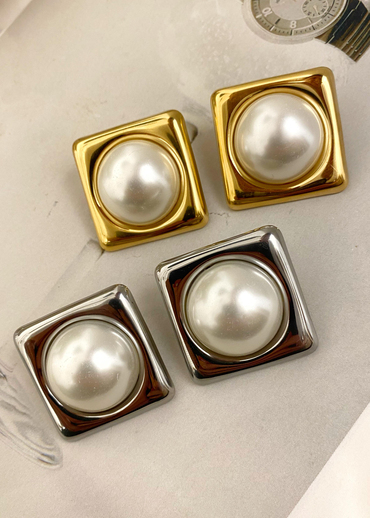 Düğme İnci Küpe 