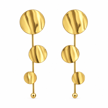 Gold Üç Diskli Uzun Küpe