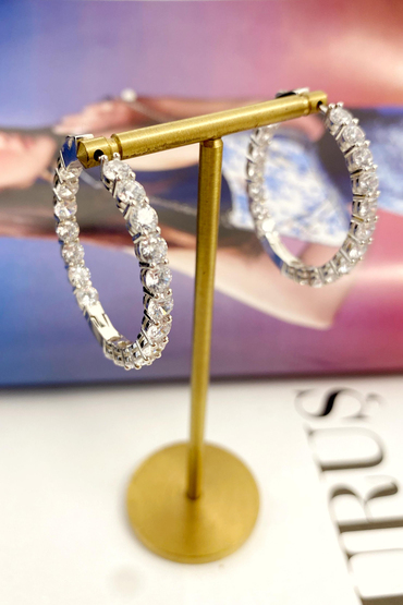 Gümüş Mozanit Halka Küpe