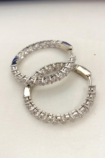 Gümüş Mozanit Halka Küpe