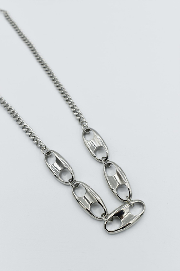 Kalın Düğme Silver Kolye